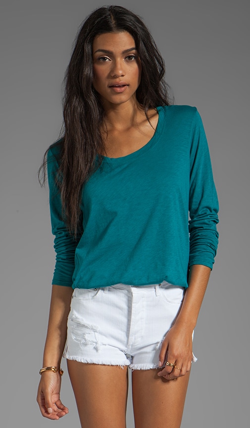 Long Sleeve Scoop Neck Hi-Low