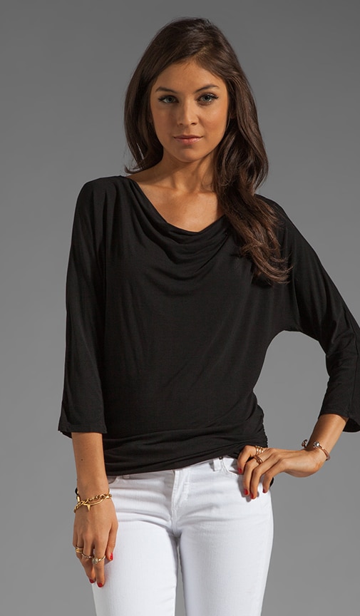 3/4 Sleeve Boatneck With Shirred Side Top