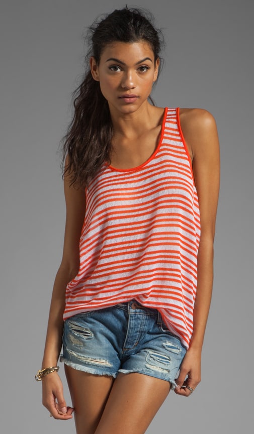 Net Stripe Scoop Neck Slouchy Stripe Tank