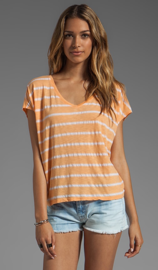 Short Sleeve Striped Scoop Neck Tee