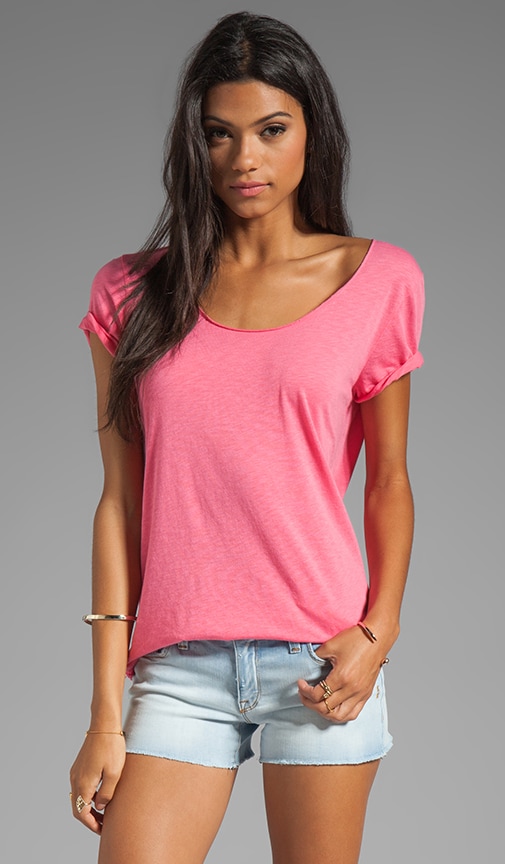 Luxe Slub Short Sleeve Scoop Neck With Low Hi Top