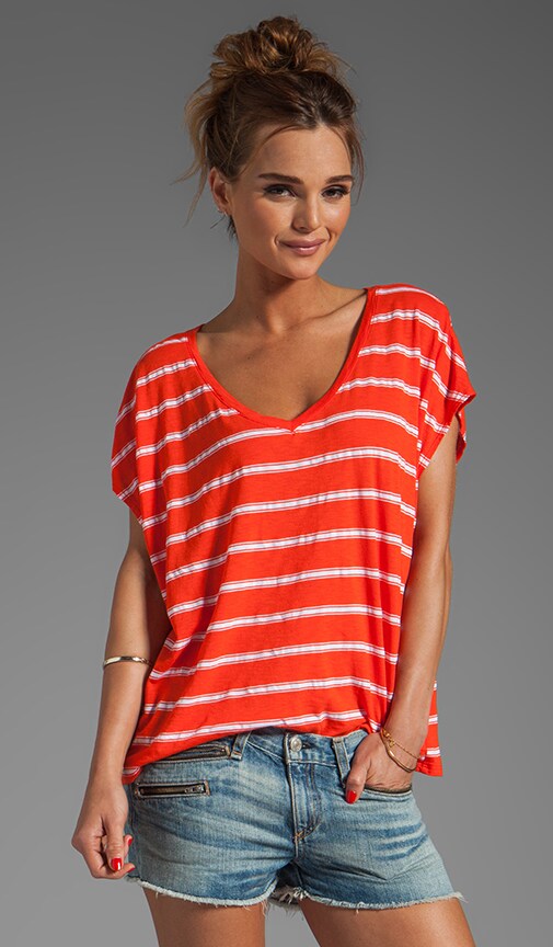 Hampton Stripe Short Sleeve V Neck Tee