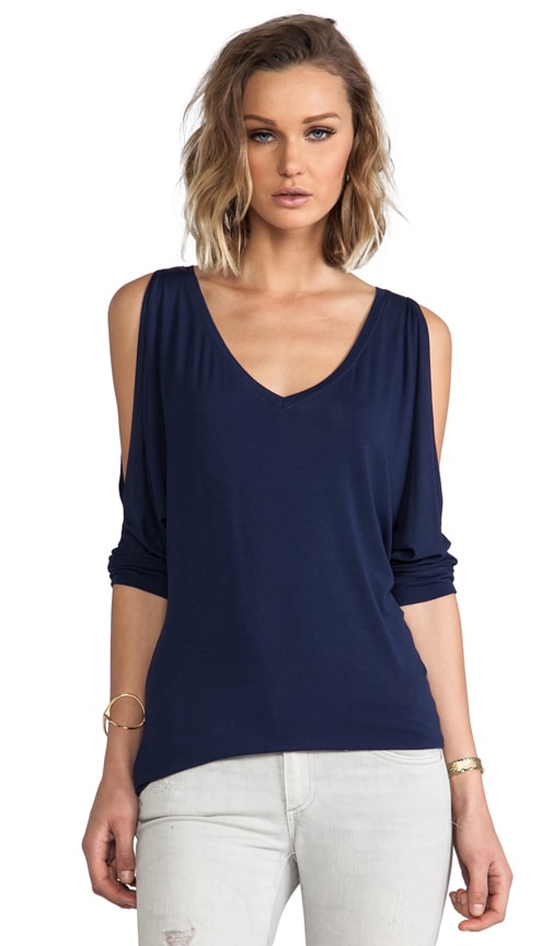 3/4 Sleeve Cold Shoulder V Neck