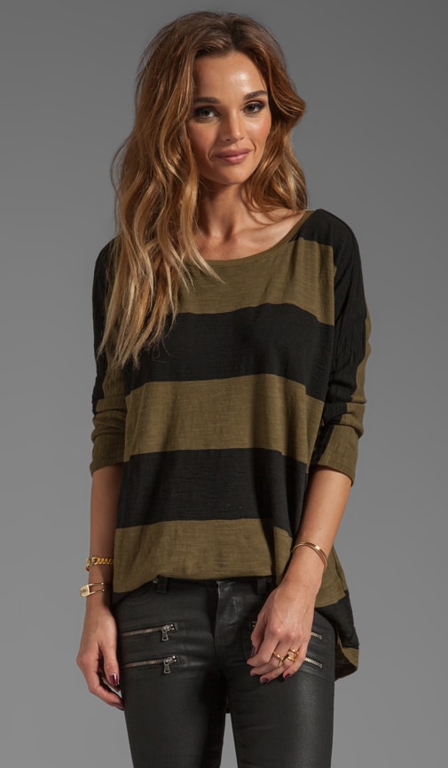 3/4 Sleeve Wide Neck Hi-Low Tee