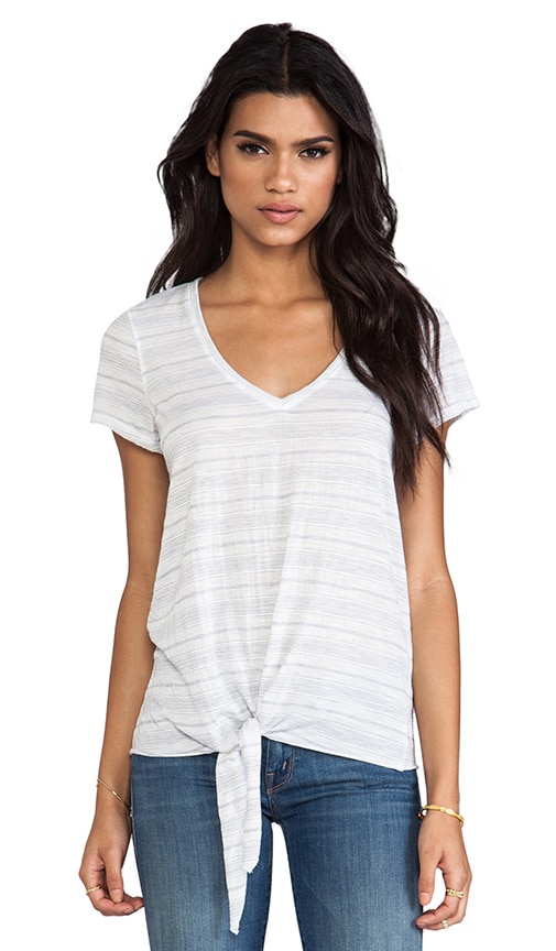 Short Sleeve Tie Front V Neck