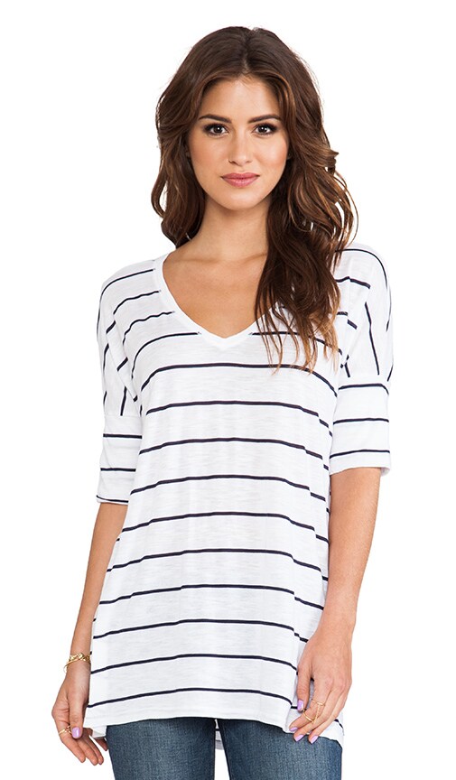 Cuffed Sleeve V Neck Top