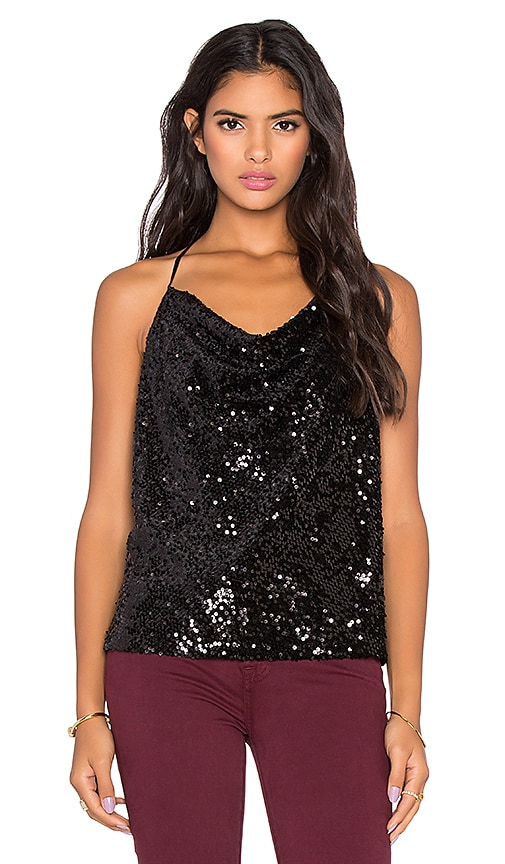 Sequined Cowl Neck Tank