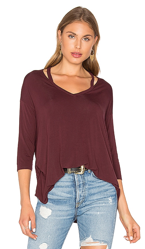 3/4 Slit Shoulder V Neck Top