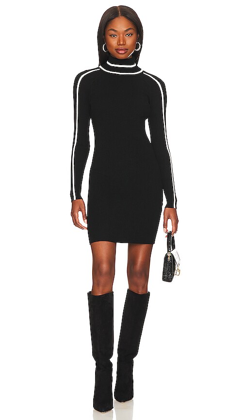 MILLY Racer Stripe Mini Dress in Black & Ecru