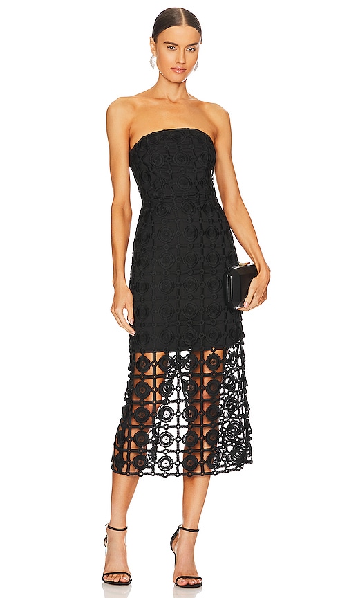 MILLY Kait Tile Lace Dress in Black | REVOLVE
