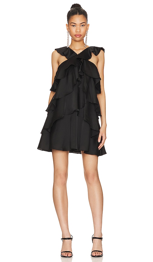 MILLY Lexi Satin Mini Dress in Black REVOLVE