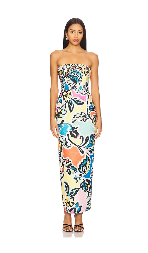 Orion Rainbow Oasis Jacquard Dress in Blue. - size 6 (also in 0, 2, 4)