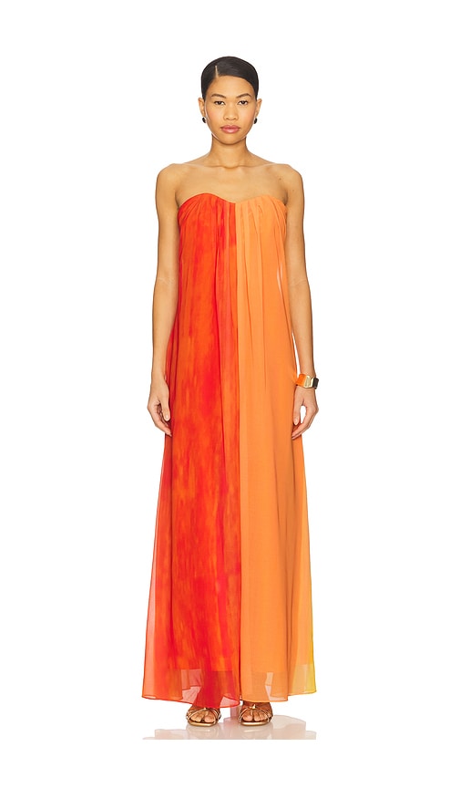 Sunset Stripe Strapless Dress in Orange. - size 6 (also in 10, 2, 4, 8)