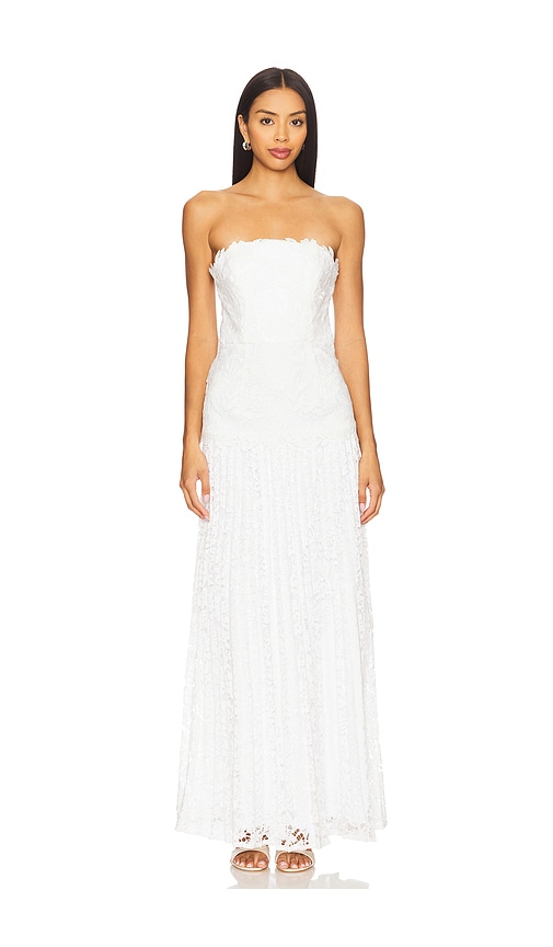 Norelle Strapless Pleated Dress in White. - size 8 (also in 10)
