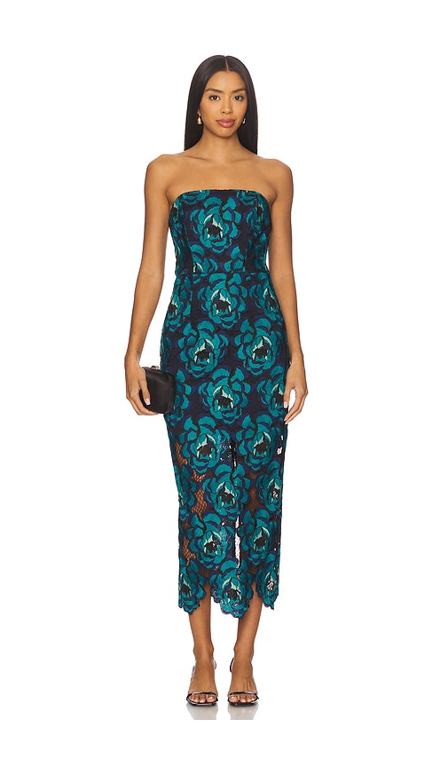 Milly Kait Blue Bloom Midi Dress In Multi