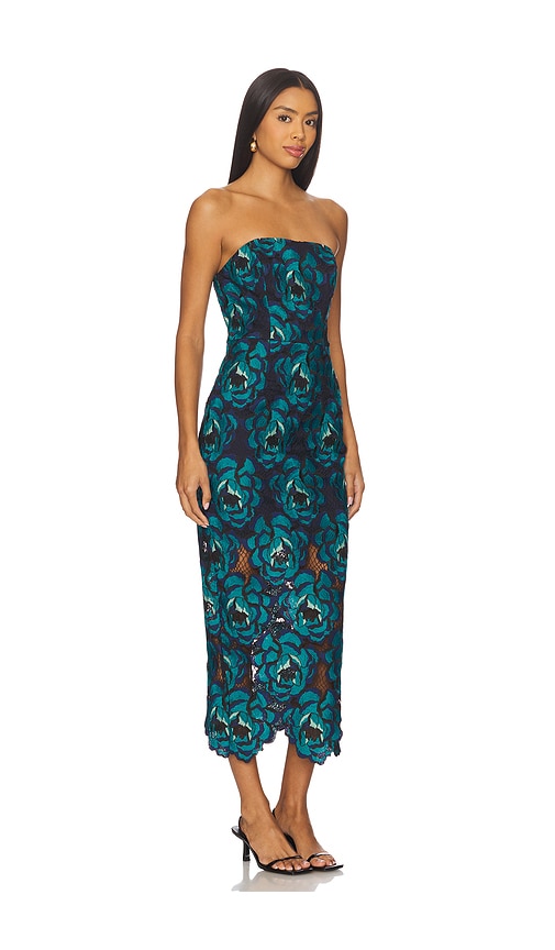 Milly Kait Blue Bloom Midi Dress In Multi
