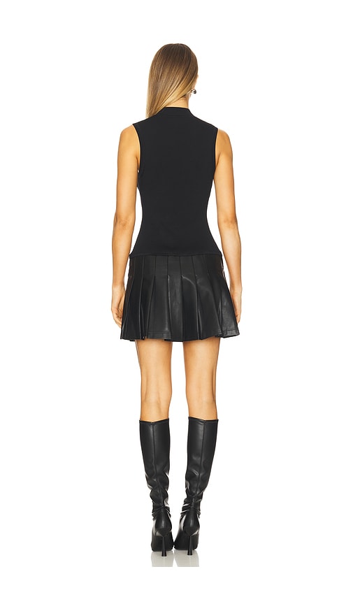  Milly Strickkleid Mit Faltenrock Aus Leder In Black. Größe P. Also In S. 