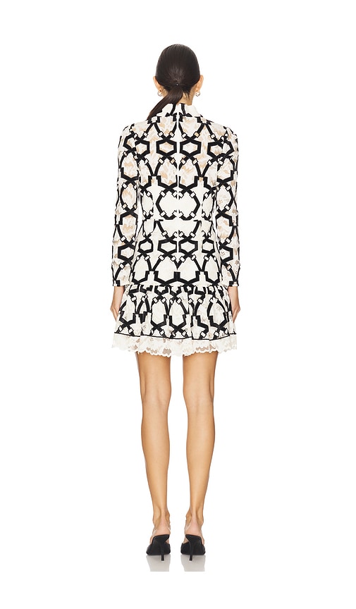  Milly Vestido De Cuello Alto Con Encaje Flocado De Terciopelo Willa En Color Black & White Talla 0  (también En 10, 2, 4). 