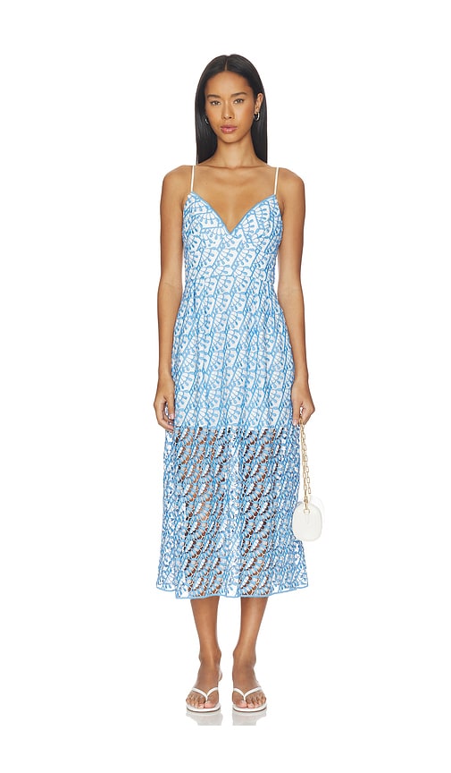 MILLY Hazel Embroidered Midi Dress