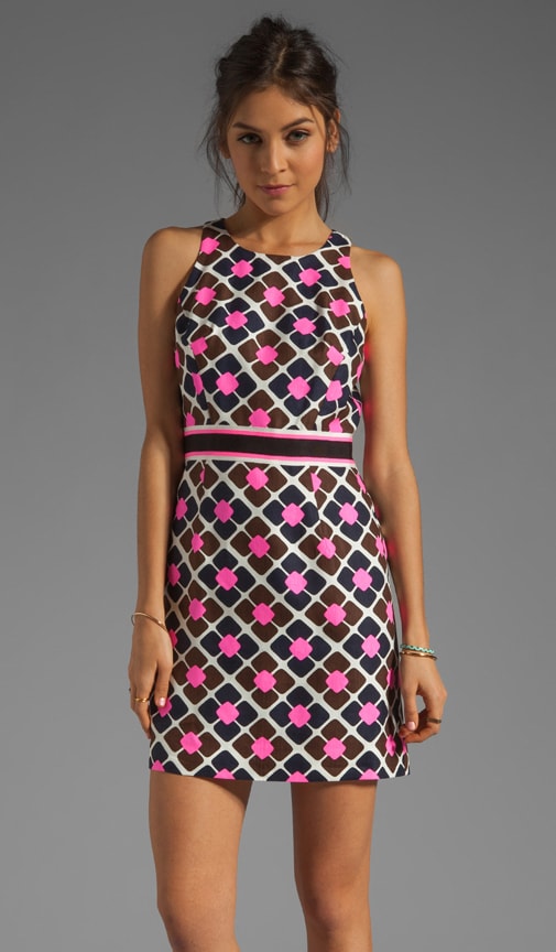 Anna Tile Print on Silk Linen Sheath Dress