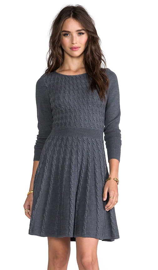 MILLY Cable Fit and Flare Sweater Dress 