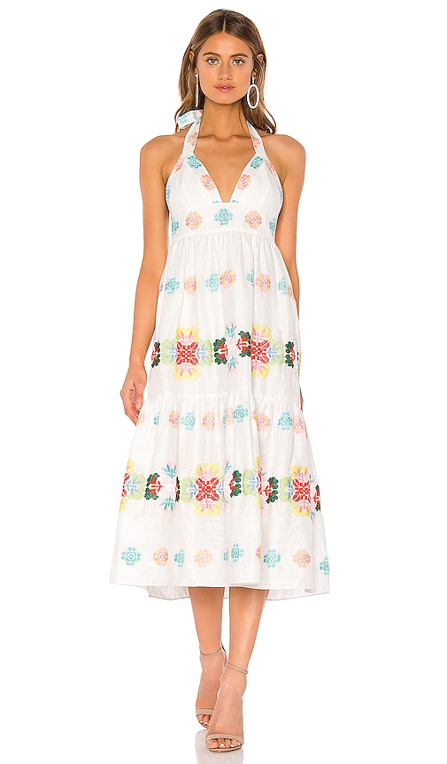 Embroidered Amelie Midi Dress
