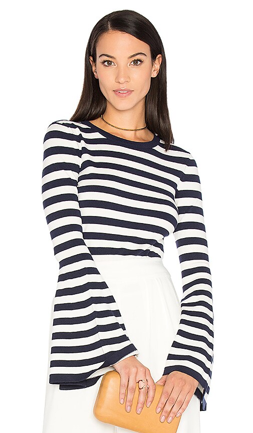 white bell sleeve sweater