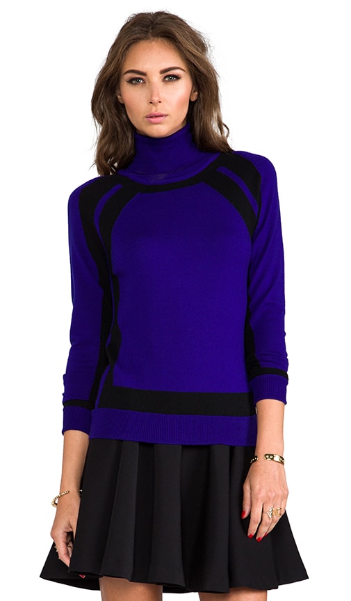 Knit Colorblock Turtleneck Sweater