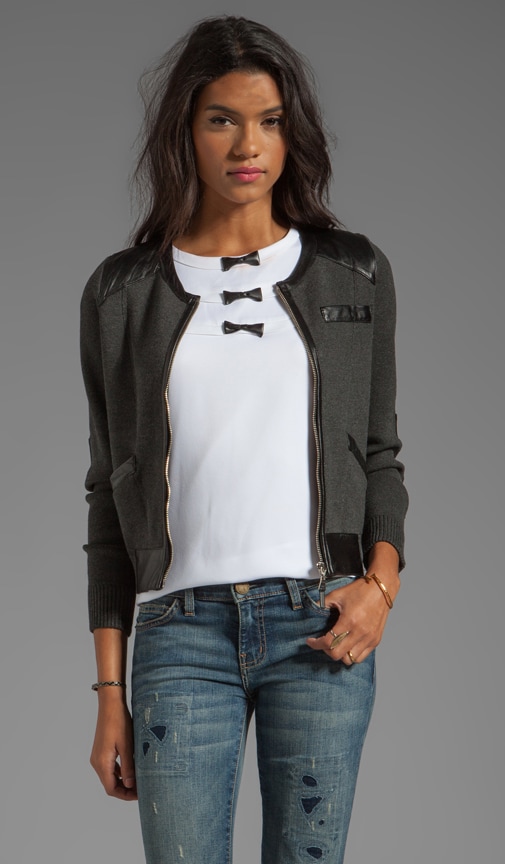 June Knits Genevieve Leather Trim Jacket
