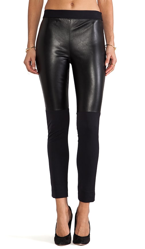 Italian Doubleweave Stretch Bi Front Leather Panel Pant