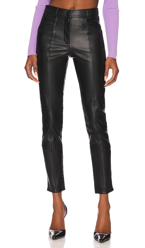 MILLY Rue Faux Leather Pants in Black