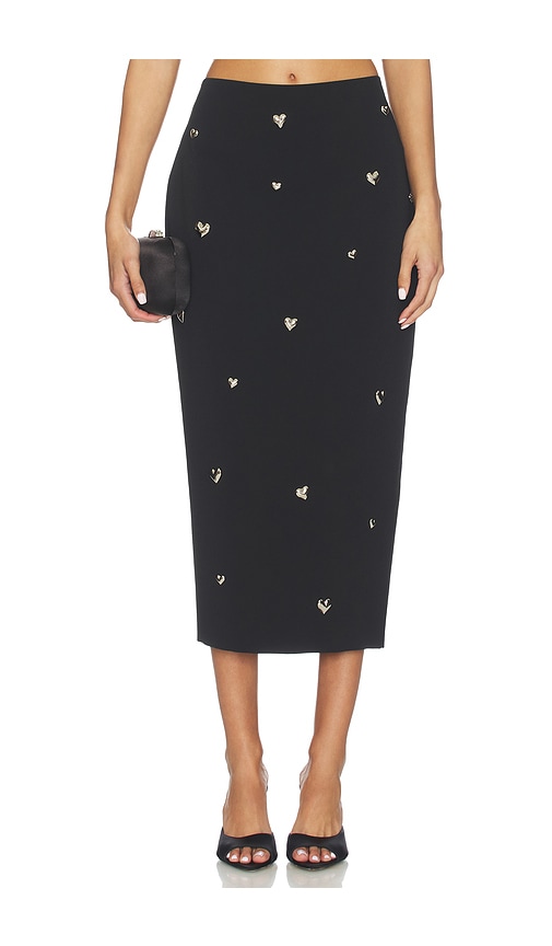 Milly Heart Applique Maxi Skirt In Black