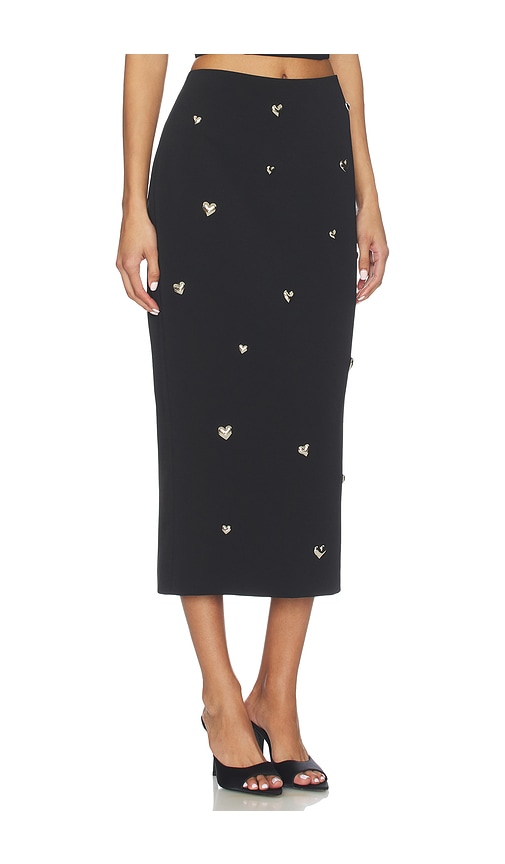 Milly Syra Heart Applique Maxi Skirt In Black