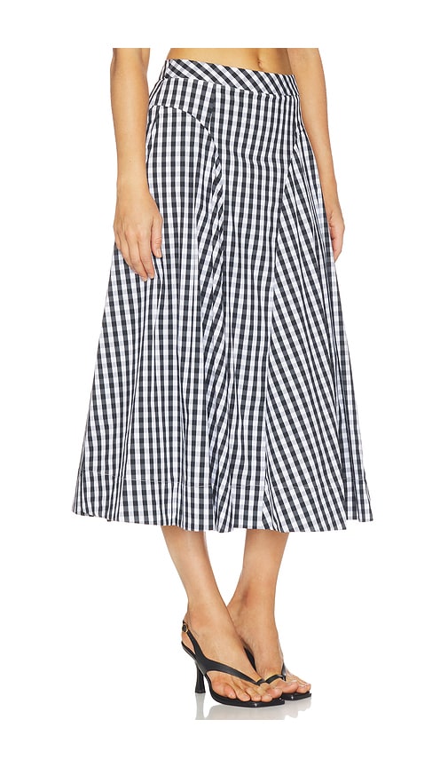 Milly Robin Gingham Midi Skirt In White