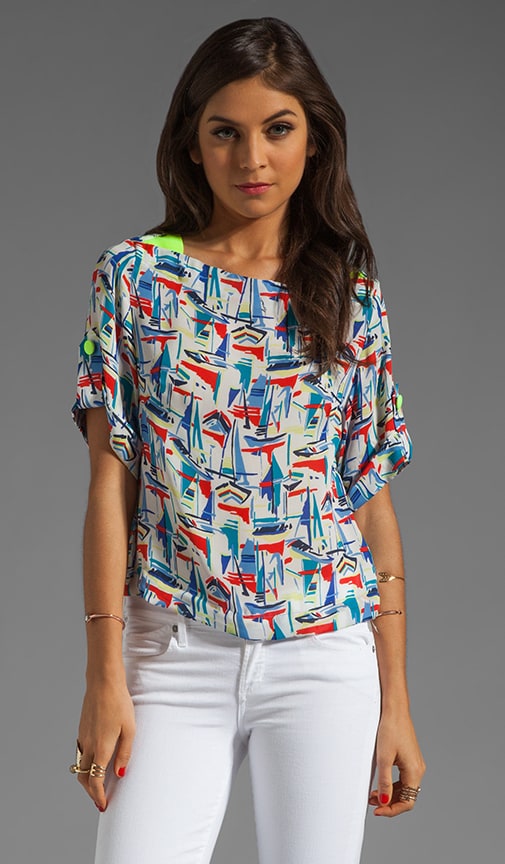 Sailboat Print Gillian Crop Top