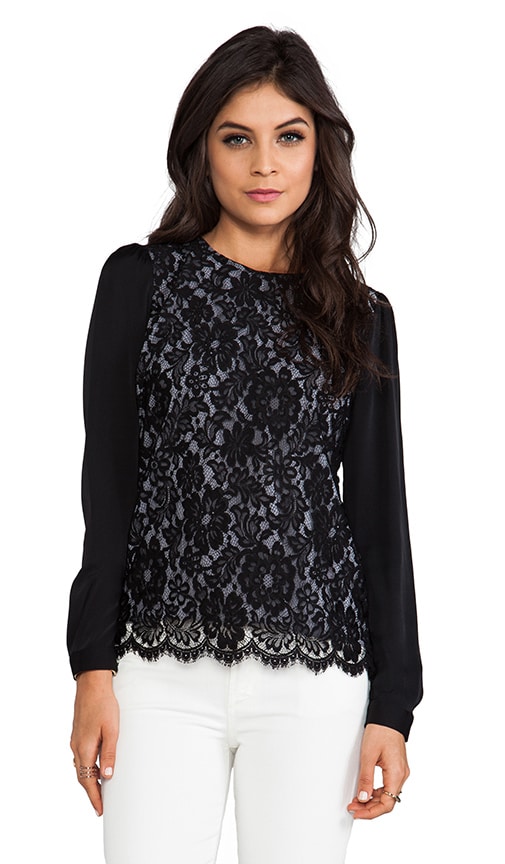 Floral Scalloped Lace Blousant Sleeve Top