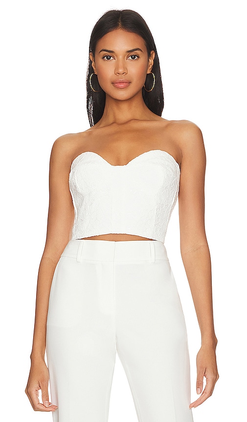 Lace Bustier Crop Top - White