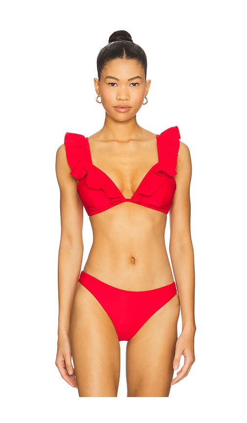 Ruffle Bikini Top in Red. - size S (also in L, M)
