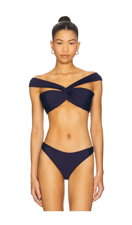 Olivia Draped Bandeau Bikini Top in Navy. - size S (also in L, M)