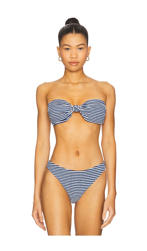 Stripe Knot Bandeau Bikini Top in Navy. - size S (also in L, M)