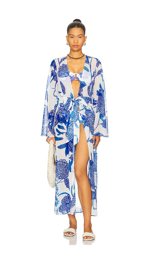 Vince Brushwork Floral Chiffon Dress in Blue. - size M (also in L)