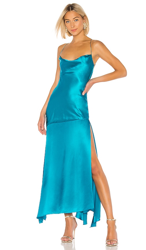 Michael Lo Sordo Caroline Bias Slip Dress in Turquoise | REVOLVE