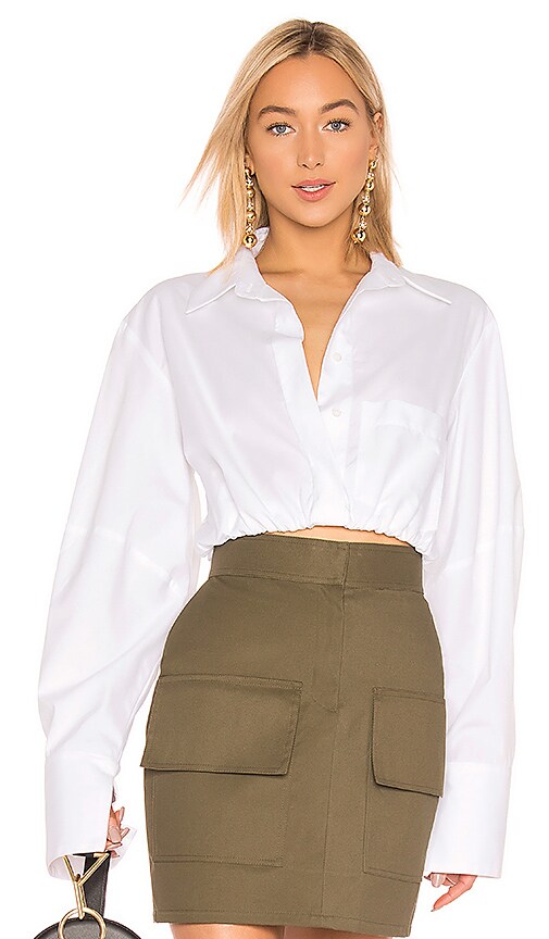 Michael Lo Sordo Crop Cocoon Painters Blouse in White | REVOLVE