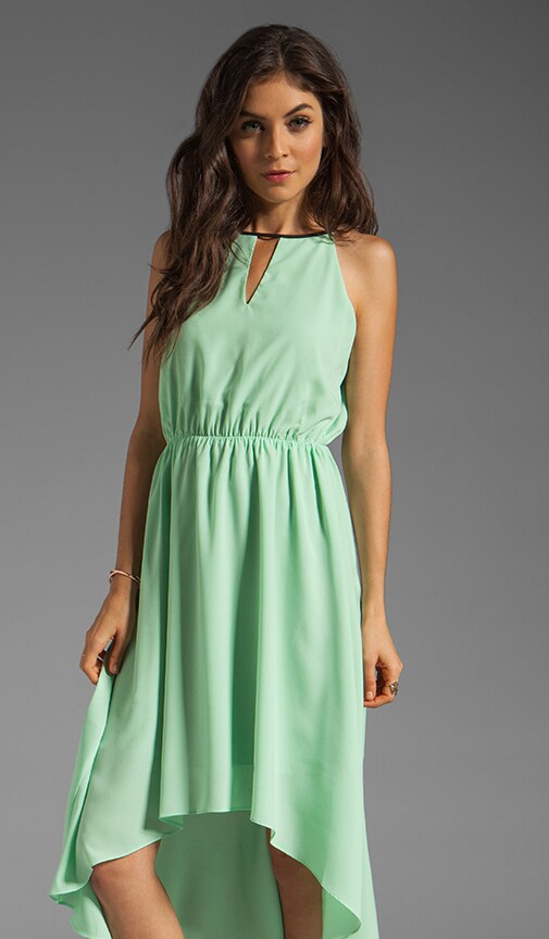 MM Couture by Miss Me Hi Low Dress With Front Keyhole in Lime