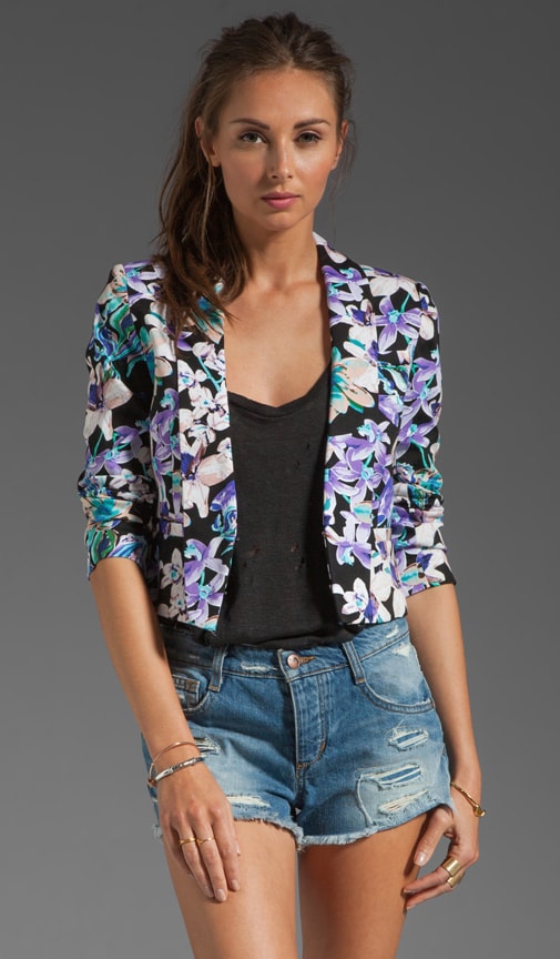 Cropped Floral Print Jacket
