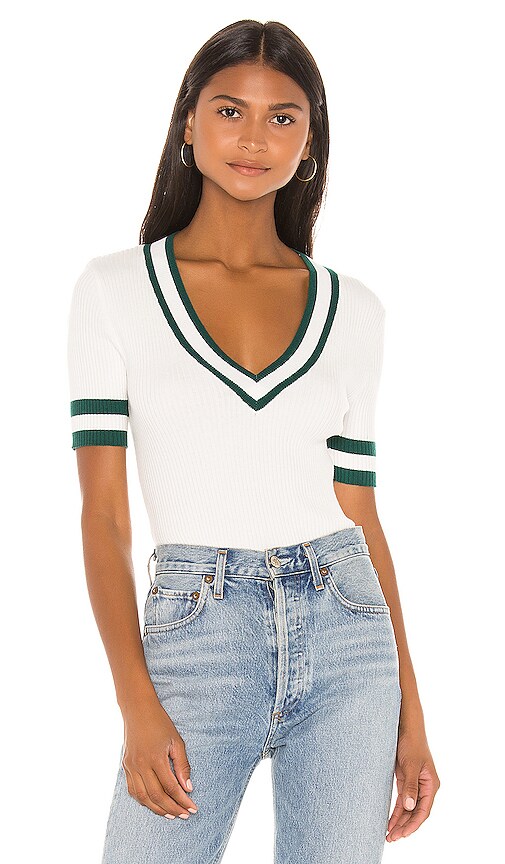 Minkpink No Limit Knit Top In White & Green