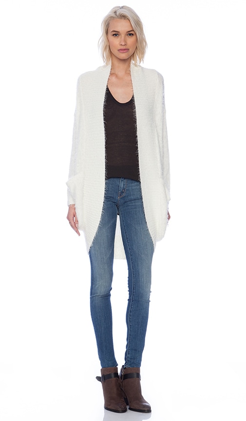 fuzzy white cardigan sweater