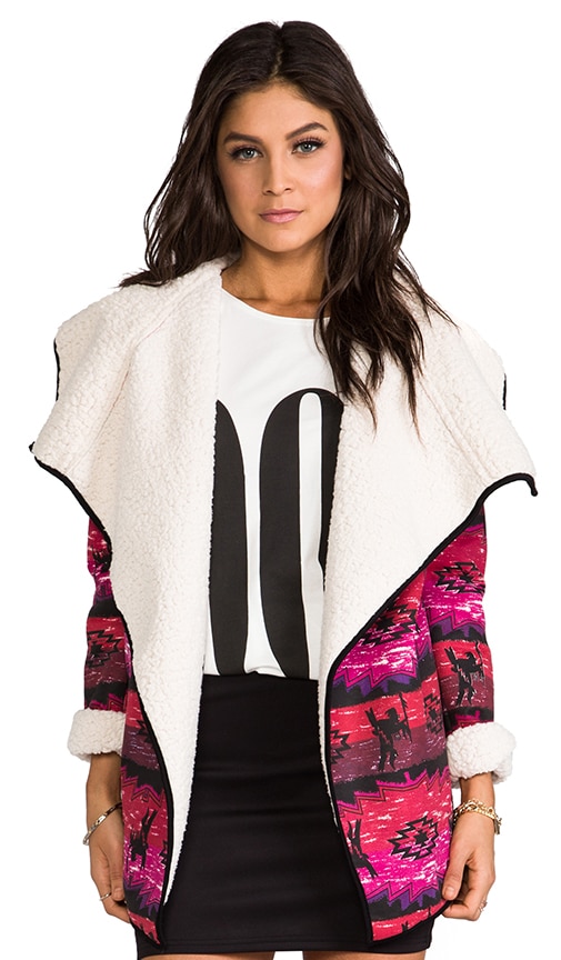 The Wanderer Printed Coat w/ Faux Sherpa