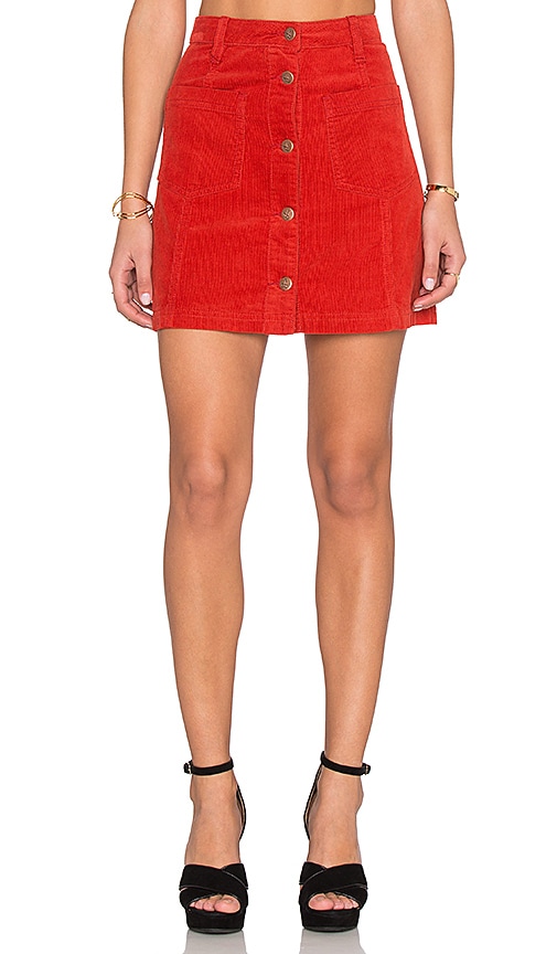 red button skirt