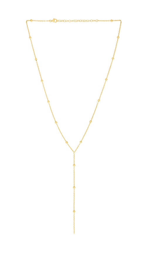 Bo Lariat Ball Necklace in Metallic Gold.